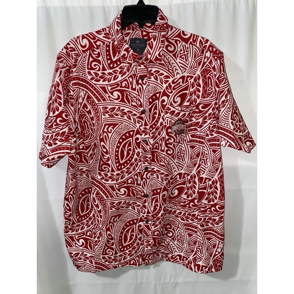 Ohio State University Buckeyes Colosseum Hawaiian Shirt Mens Medium